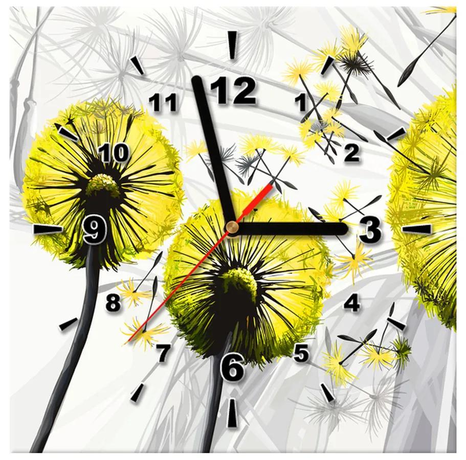 Gario Obraz s hodinami Krásne žlté púpavy Rozmery: 40 x 40 cm