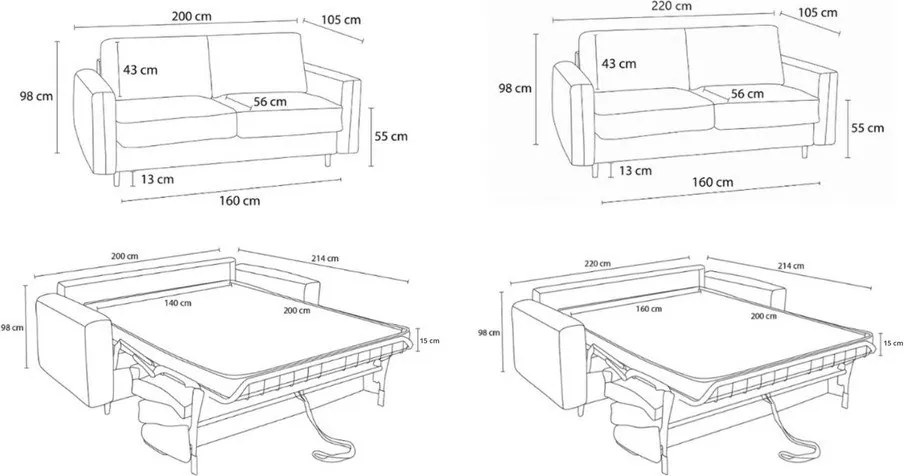 Zelená pohovka na každodenné spanie/rozkladacia 220 cm Cocoone – Bobochic Paris