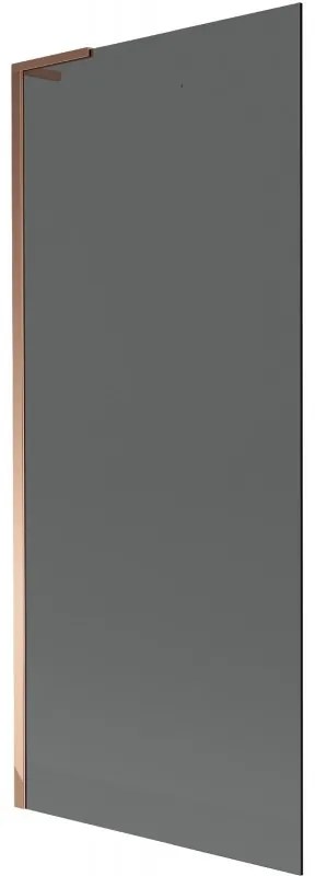 Mexen Next L, 1-krídlová vaňová zástena 80 x 150 cm, 6mm šedé sklo, ružové zlato profil, 895-080-000-03-40-60