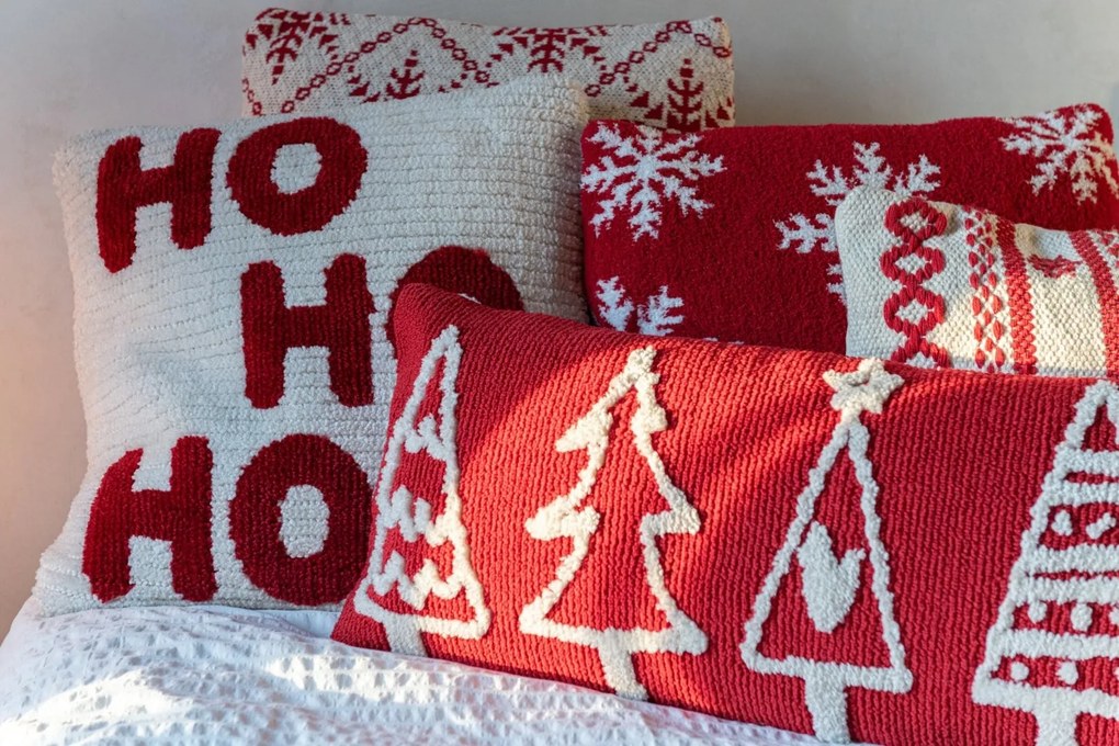 Sada 2ks vianočný vankúš HOHOHO červená a béžová – 45*45*15 cm