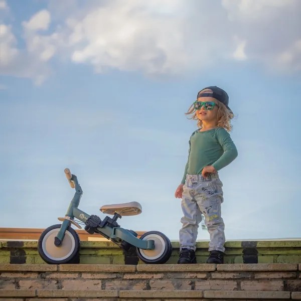 PETITE&MARS - Detská trojkolka 5v1 TURBO Misty Green