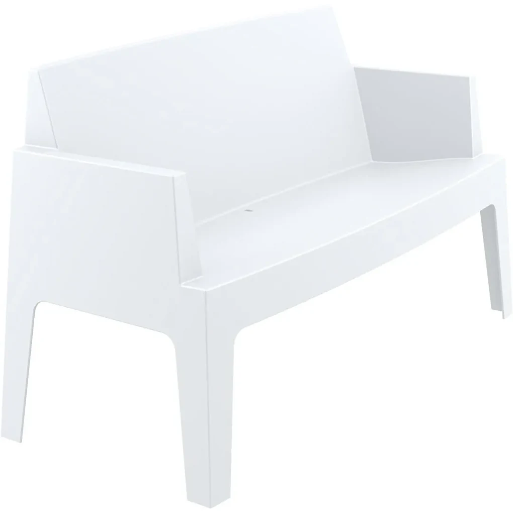 BOX SOFA záhradná lavica s podrúčkami white