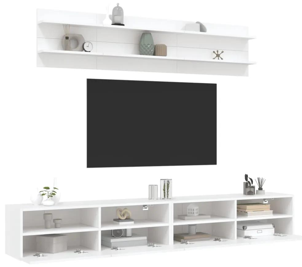 8-dielne TV nástenné skrinky biele kompozitné drevo 3216565