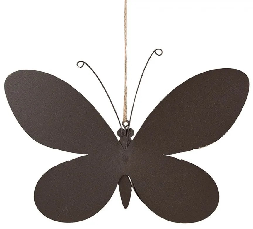 Ružovo-biela kovová závesná dekorácia motýľ M - 22*44*14 cm