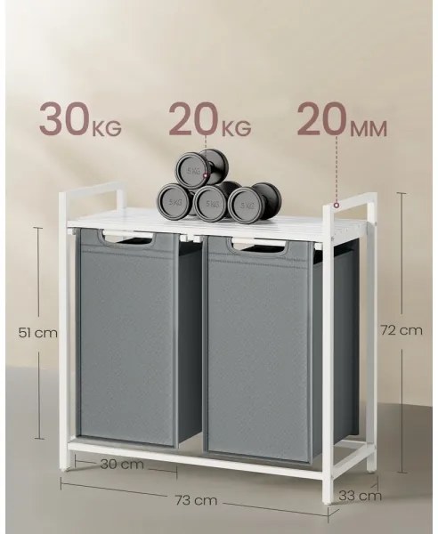 Kôš na bielizeň REX biela/sivá