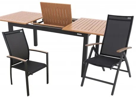 Doppler EXPERT WOOD antracit - záhradná hliníková sedacia súprava 6+2+1