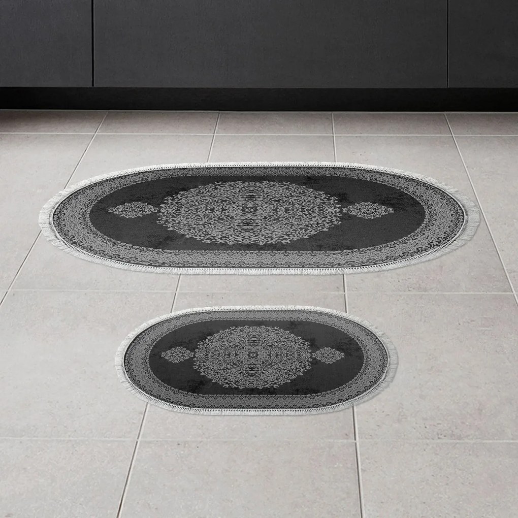 Sada 2 kusů koupelnových podložek Orient Ornamental Black černá