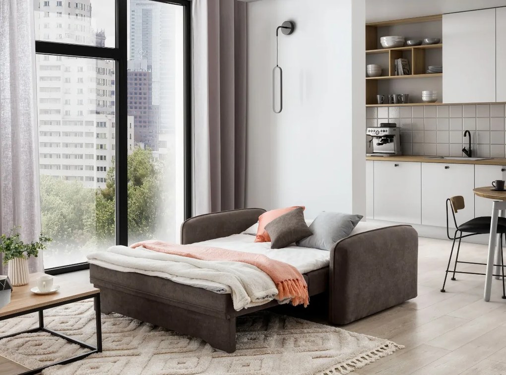 Rozkladacia 2-miestna pohovka LAINE, hnedá