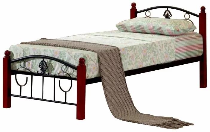 Kovová jednolôžková posteľ s roštom Magenta 90 - čierny kov / tmavý dub
