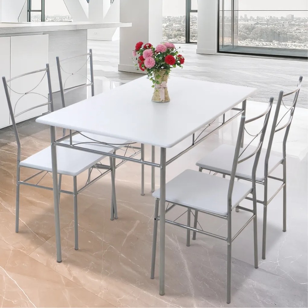 Jedálenská súprava PAUL, 5-dielna, zamatovo biela Jurhan