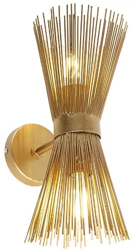 Art Deco nástenná lampa zlatá 2-svetlo - Broom