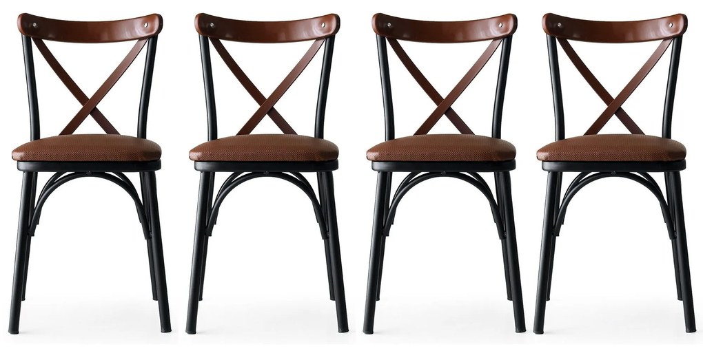 Sada 4 ks jedálenských stoličiek Ekol Bor hnedá/čierna