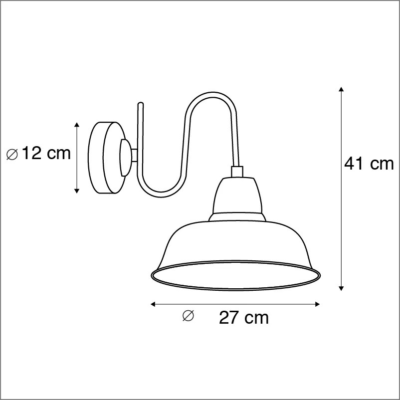 Priemyselná nástenná lampa hrdzavá so zlatým vnútorným priestorom - Factory