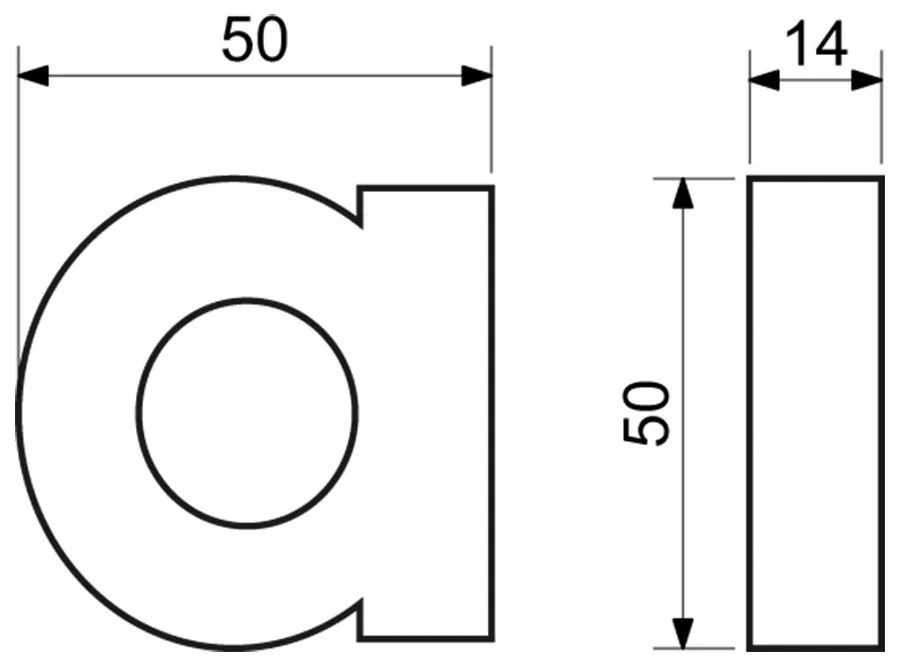 Domové číslo "A", RN.100LV, brúsené, strieborná