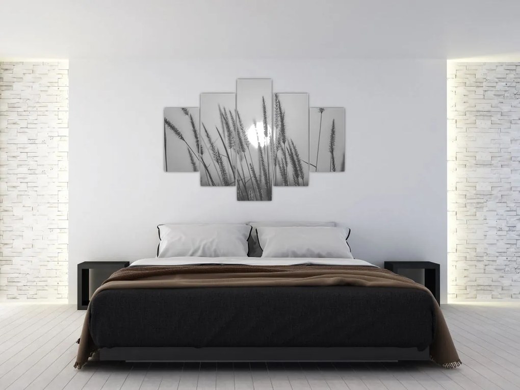 Obraz - Lúka pri západe slnka (150x105 cm)