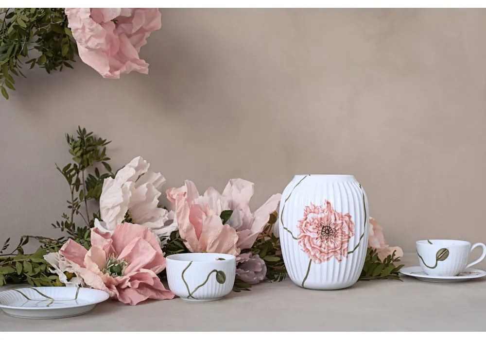 Biela porcelánová váza Kähler Design Poppy, výška 21 cm
