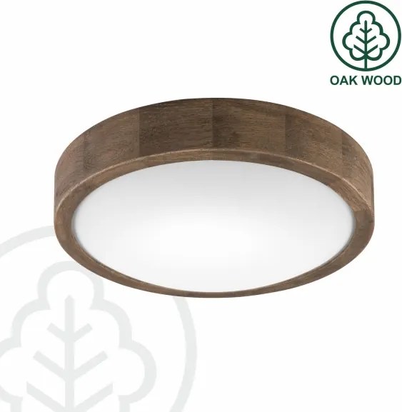 Brilagi – LED RGBW stmievateľné stropné svietidlo CARVALHO SLIM 1×E27/15W/230V Wi‑Fi v dekore dub, priemer 27 cm