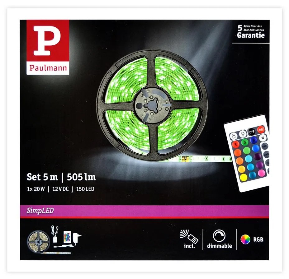 Paulmann 78978 - LED RGB/20W Stmievateľný pásik SIMPLED 5m 230V + DO W1628