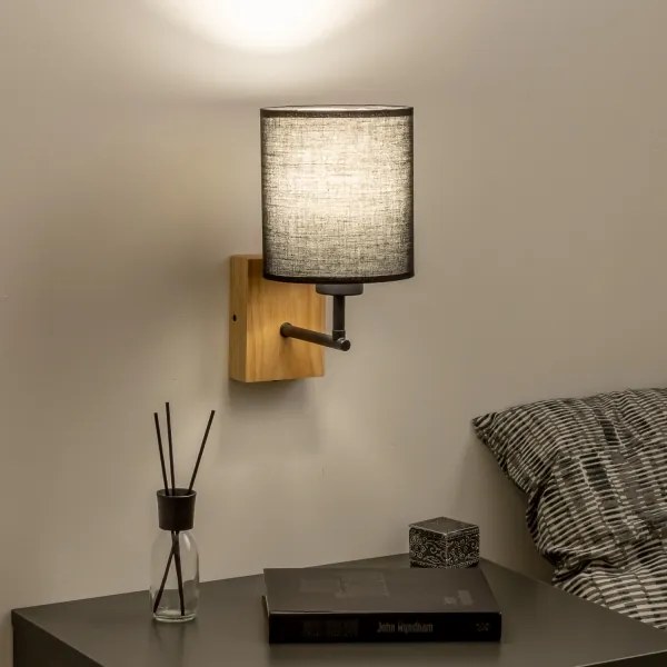 Brilagi - Nástenná lampa NUBILA WOOD 1xE27/25W/230V dub/čierna