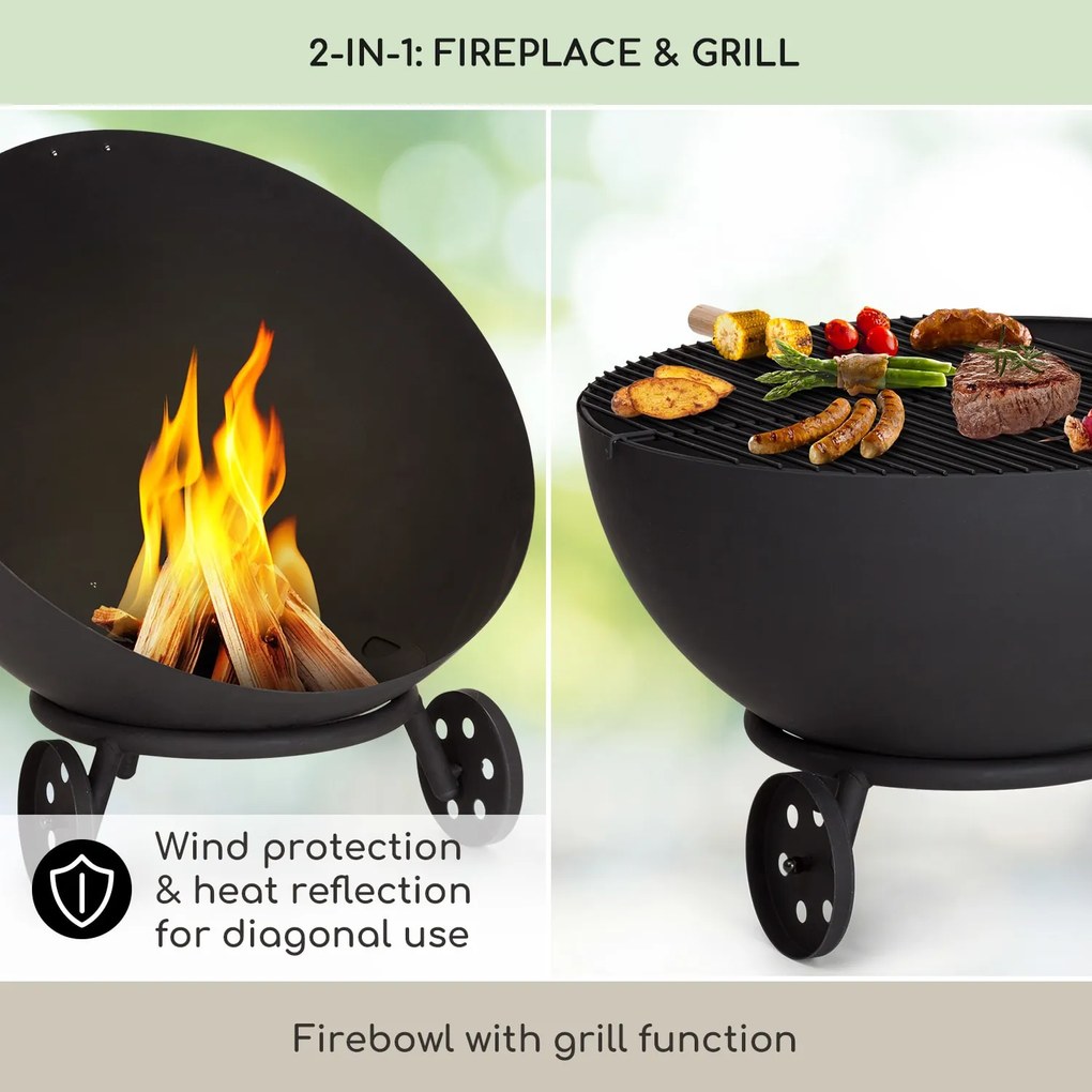 Blumfeldt Fireball Egon, ohnisko, oceľ, do záhrady alebo na terasu, Ø 66 cm, kryt na gril