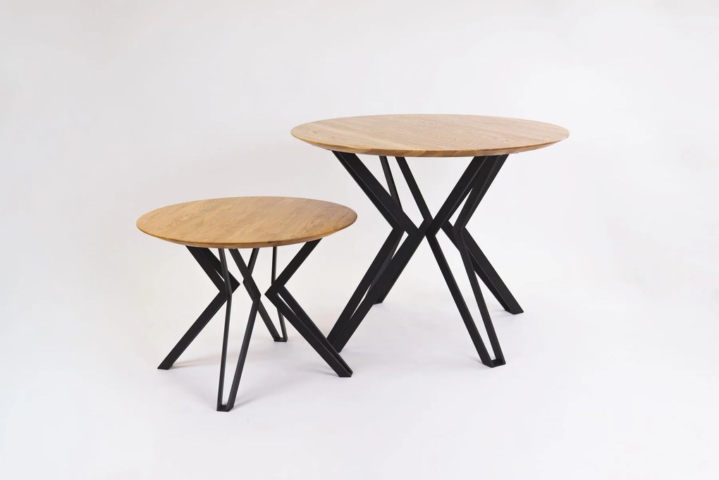 Wooded Jídelní stůl Atlanta z masivu DUB Průměr stolu: 120 cm +2.500 Kč, Barva kovu: Černá