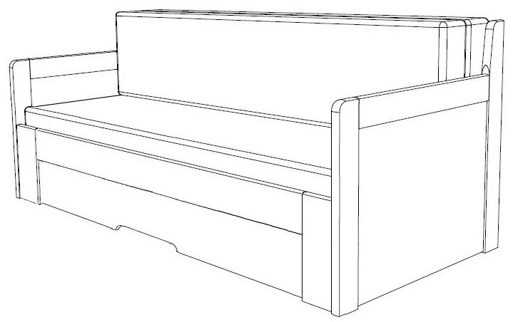 BMB TANDEM ORTHO bez roštov 90 x 200 cm - rozkladacia posteľ z bukového masívu vysoká ľavá, buk masív