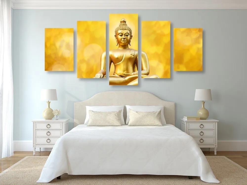 5-dielny obraz zlatá socha Budhu - 200x100