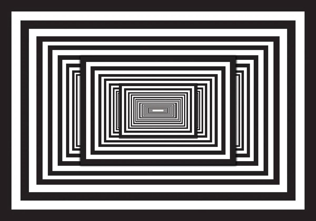 Fototapeta - Biely a čierny 3D tunel (152,5x104 cm)