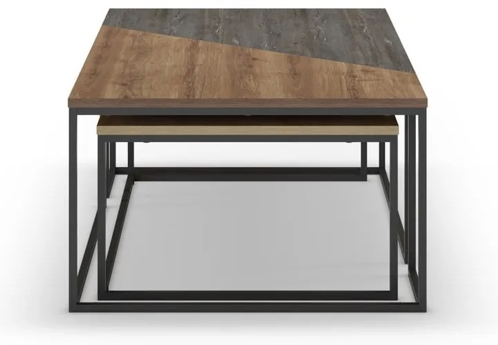 Konferenčné stolíky v súprave 3 ks s doskou v dekore orechového dreva v prírodnej farbe 70x110 cm Titan – Marckeric