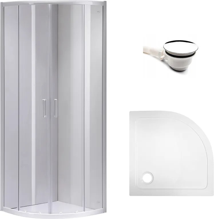 BPS-koupelny Štvrťkruhový sprchový kút HYD-RK94A 80x80 cm biela/transparent + vanička HYD-RSV-ST01A biela