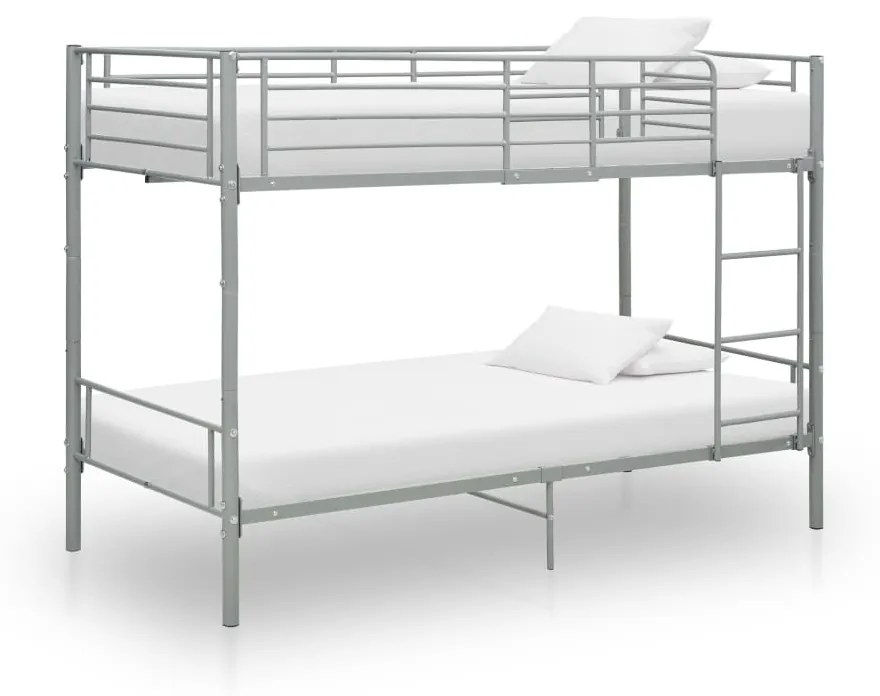 vidaXL Poschodová posteľ sivá kovová 90x200 cm