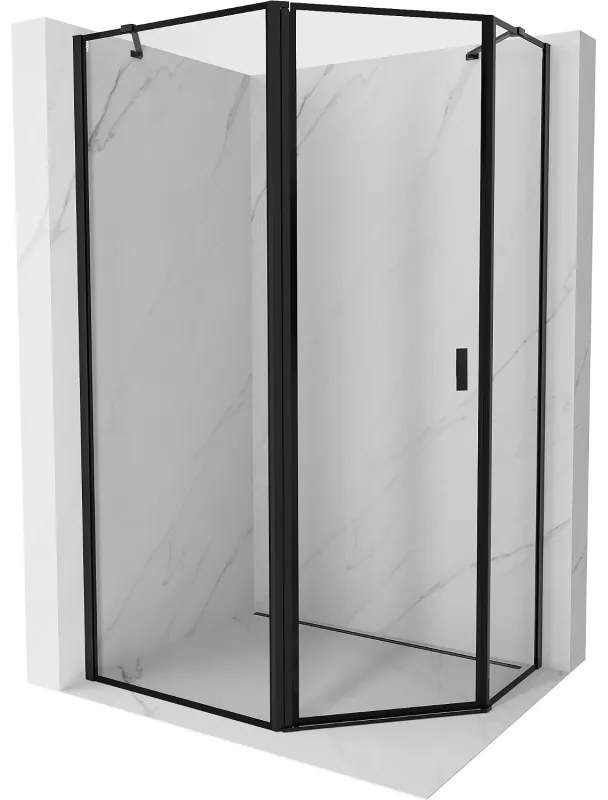 Mexen Mist, päťuholníkový sprchový kút, ľavý 100 x 90 cm, číre sklo-čierny rám, 8A8-100-090-70-70-L