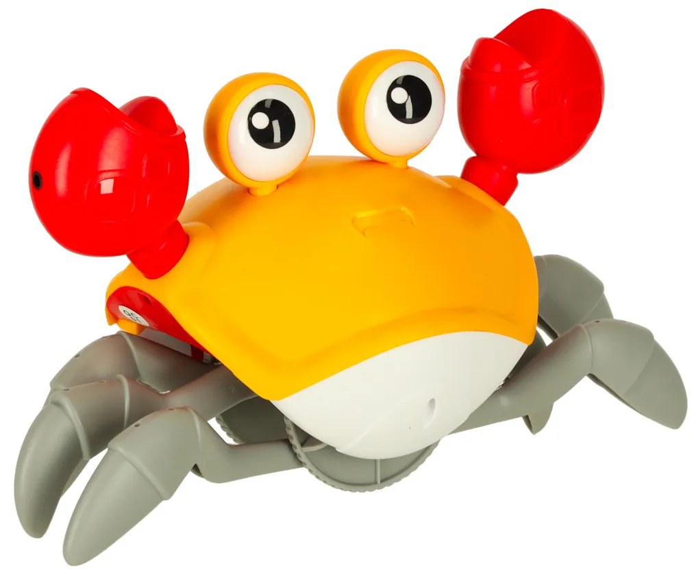 KIK Interaktívna hračka krab so zvukom a senzorom, USB nabíjanie, červený