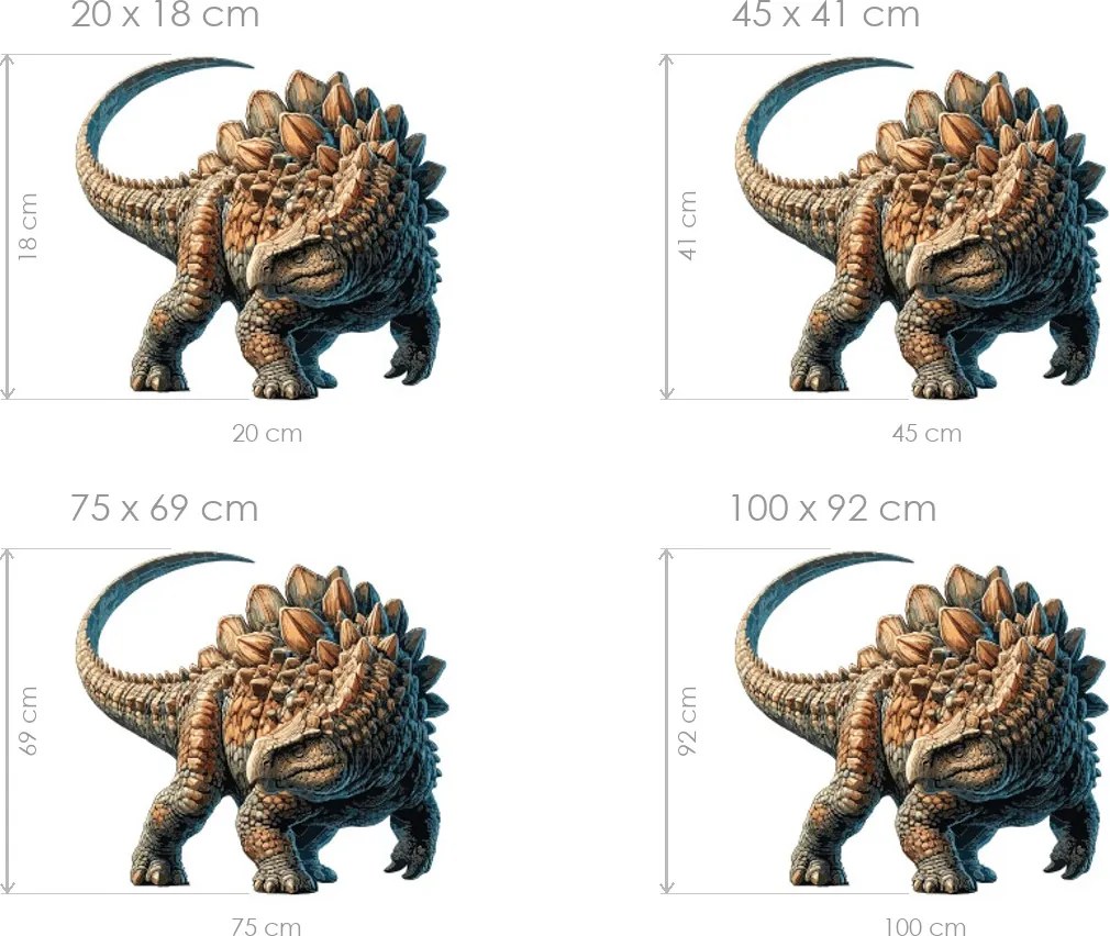 Ankylosaurus textilná samolepiaca nálepka na stenu arch 45 x 41 cm