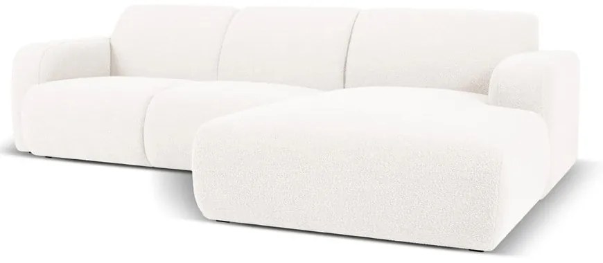 Biela rohová pohovka z textílie bouclé (pravý roh) Molino – Micadoni Home