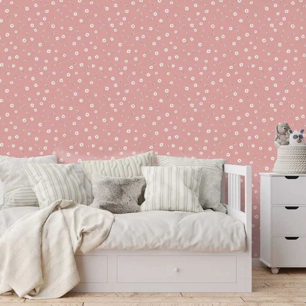 Tapeta ružové drobné kvietky