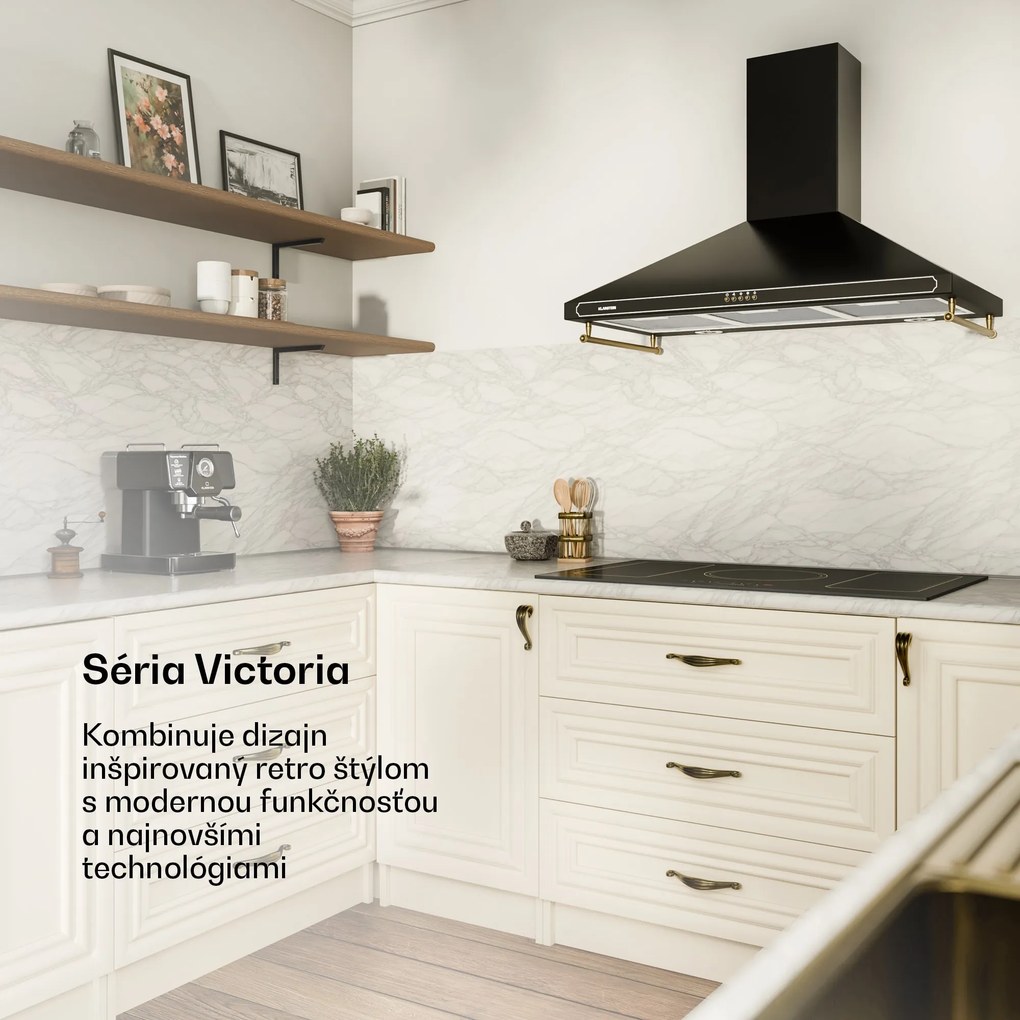 Klarstein Victoria 90, digestor, 90 cm, nástenný, 630 m³/h, LED, retro dizajn, slonovinový