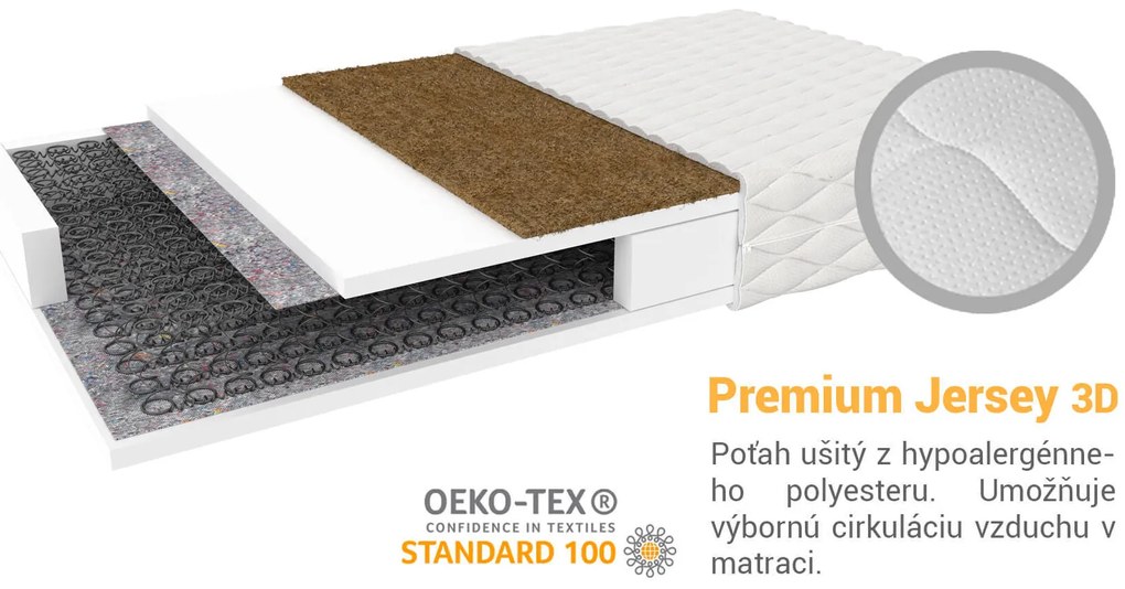 Jaamatrac Sealy pružinový matrac s kokosom 200x160 Poťah: Premium Jersey 3D