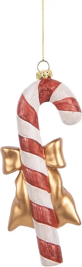 Bielo-červená závesná dekorácia lízatko Candy Cane - 8*3*18 cm
