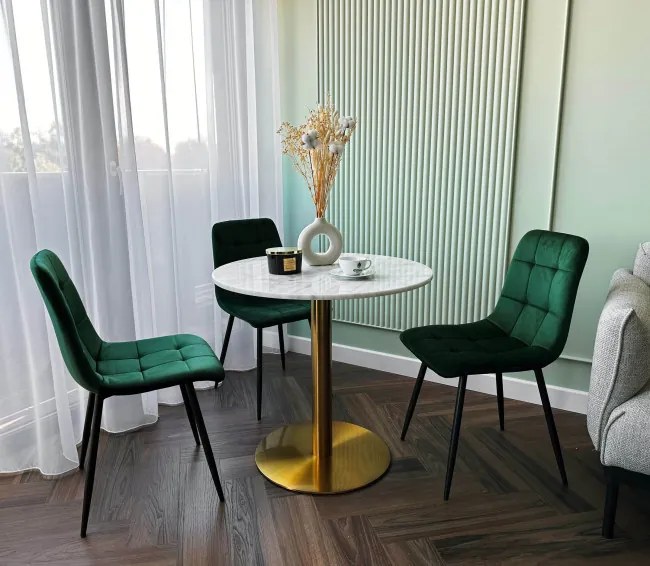 Jedálenská stolička DENVER zamatová, čierna / tmavozelená