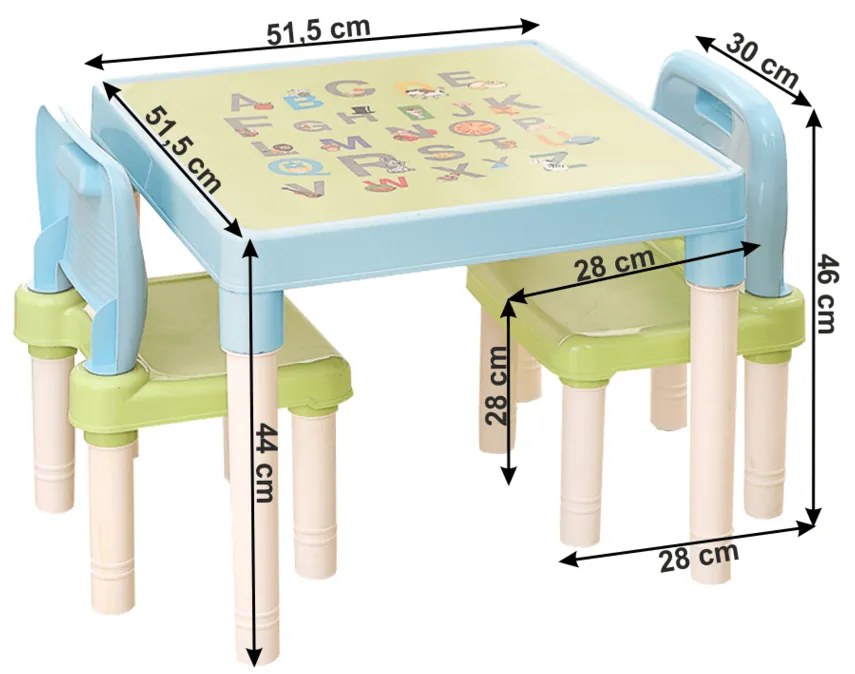 Tempo Kondela, s.r.o. Dětský set 1+2, modrá/zelená/bílá, BALTO