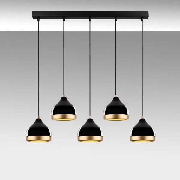 Závesný luster na lanku YILDO 5xE27/40W/230V čierna/zlatá