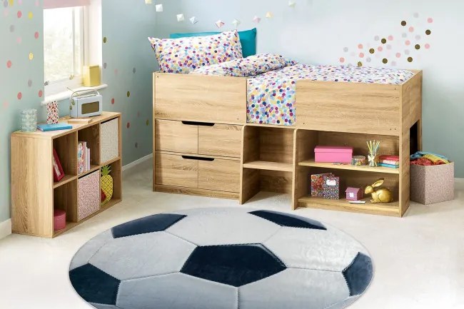 Detský koberec protišmykový BAMBINO 38540 Lopta, čierny / biely kruh