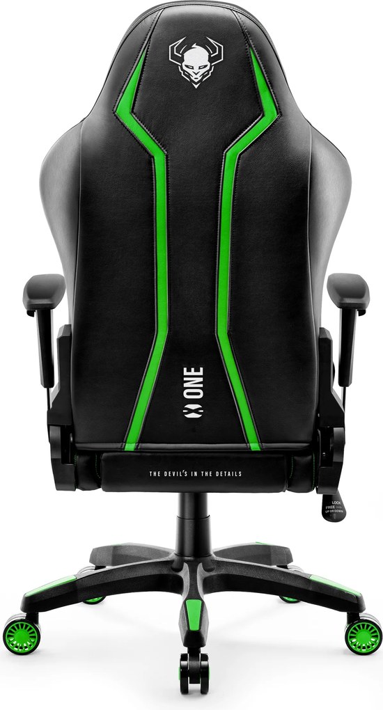 Herné kreslo z eko-kože Normal Size, čierny-zelený: Diablo X-One 2.0
