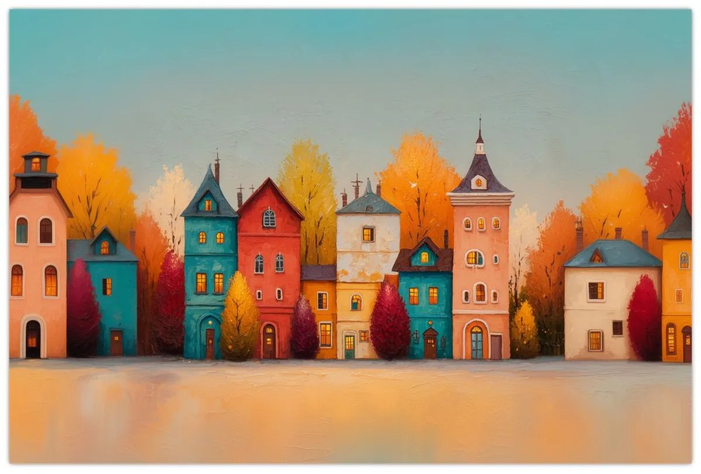 Obraz - Jesenná dedina (90x60 cm)