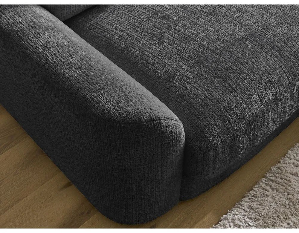 Čierna ženilková rohová pohovka (pravý roh/s leňoškou) Leonore – Bobochic Paris