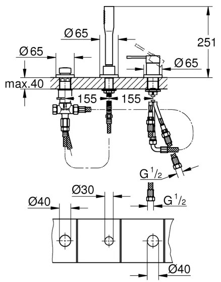 GROHE 19976001 - Vaňová trojotvorová kombinácia ESSENCE, lesklý chróm
