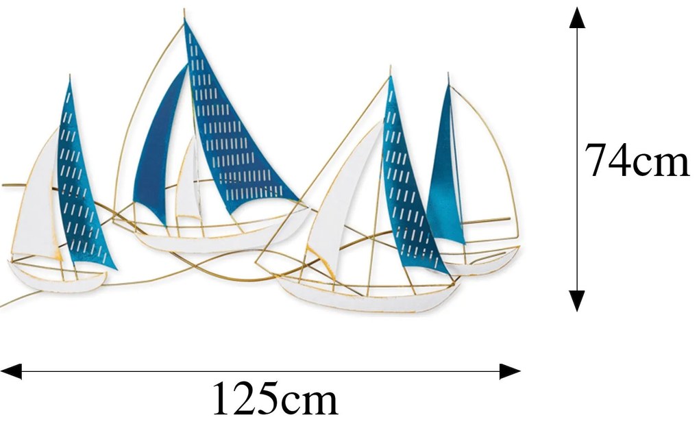 Nástenná kovová dekorácia Barbaros modrá/biela