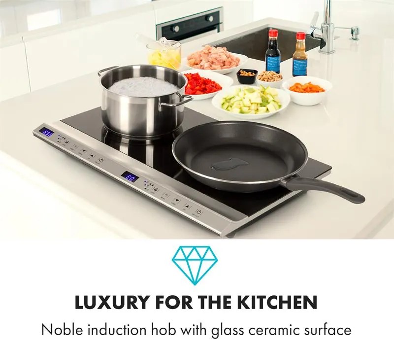 Klarstein Cucinata, indukčná varná doska, 3100 W, 10 úrovní výkonu, 200 – 1300 W