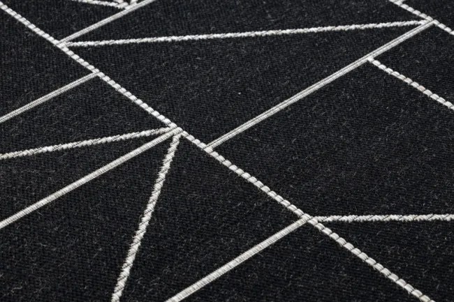 Koberec SIZAL FLOORLUX 20605 geometrický - čierny / strieborný